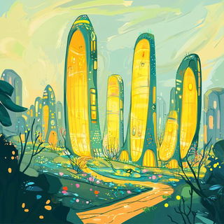 Paleored Fossilarium style, Midjourney V6.1: megacity with futuristic bioarchitecture