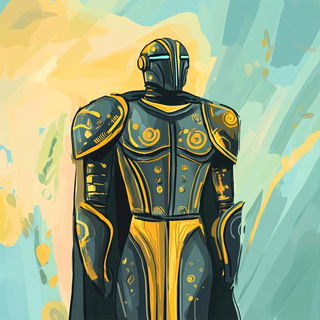 Paleored Fossilarium style, Midjourney V6.1: concept art character design of retropunk steam knight
