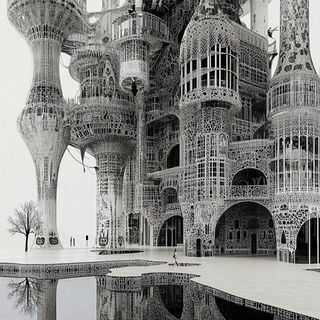 Spherette style, Midjourney V6.1: megacity with futuristic bioarchitecture