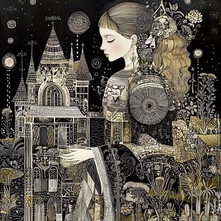 Spherette style, Midjourney V6.1: retro fairy-tale illustration