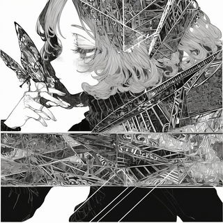 Spherette style, Midjourney V6.1: black-and-white manga comic strip