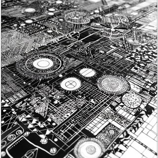 Spherette style, Midjourney V6.1: technical infrastructure blueprint schematics