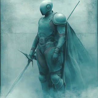 Crosshatch Orogeny style, Midjourney V6.1: concept art character design of retropunk steam knight