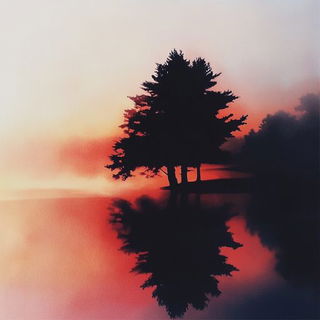 Duskisometrica style, Midjourney V6.1: realistic landscape photograph of quiet dawn
