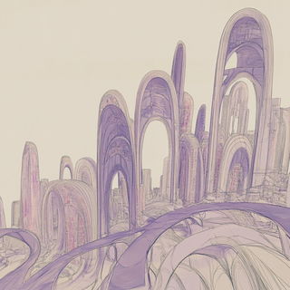 Aeromarbled style, Midjourney V6.1: megacity with futuristic bioarchitecture