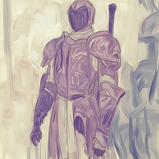 Aeromarbled style, Midjourney V6.1: concept art character design of retropunk steam knight