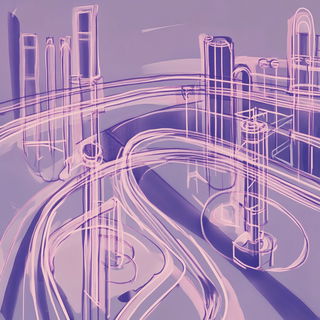 Aeromarbled style, Midjourney V6.1: technical infrastructure blueprint schematics