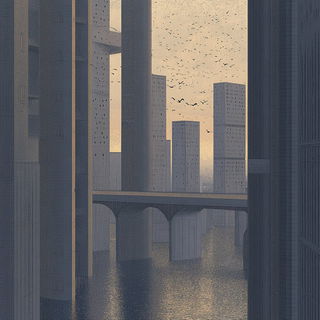 Mistcut Collage style, Midjourney V6.1: megacity with futuristic bioarchitecture