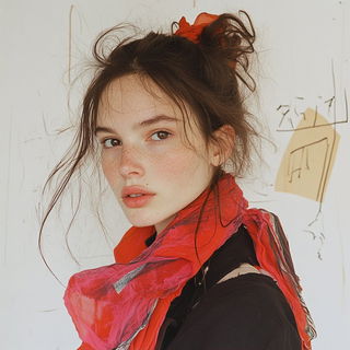 Azurite Hatchworlds style, Midjourney V6.1: photographic portrait of female protagonist