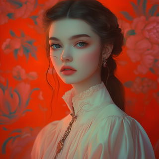Pyroclastum style, Midjourney V6.1: photographic portrait of female protagonist