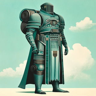 Aorticastellation style, Midjourney V6.1: concept art character design of retropunk steam knight