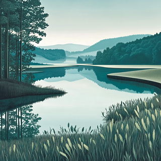 Aorticastellation style, Midjourney V6.1: realistic landscape photograph of quiet dawn
