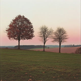 Cairn Anime Panorama style, Midjourney V6.1: realistic landscape photograph of quiet dawn