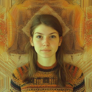 Ornascale style, Midjourney V6.1: photographic portrait of female protagonist