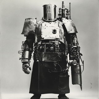 Blacktower Aria style, Midjourney V6.1: concept art character design of retropunk steam knight