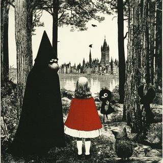Blacktower Aria style, Midjourney V6.1: retro fairy-tale illustration