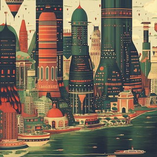 Enamelwild style, Midjourney V6.1: megacity with futuristic bioarchitecture