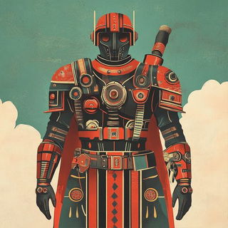 Enamelwild style, Midjourney V6.1: concept art character design of retropunk steam knight