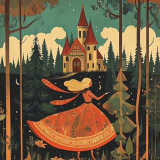 Enamelwild style, Midjourney V6.1: retro fairy-tale illustration