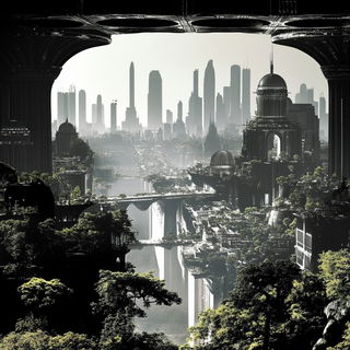 Pastel Loomworld style, Midjourney V6.1: megacity with futuristic bioarchitecture