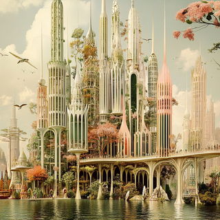 Tenon Eclipse style, Midjourney V6.1: megacity with futuristic bioarchitecture
