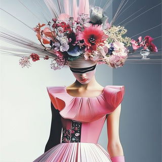 Stopframe Tilekin style, Midjourney V6.1: haute-couture fashion outfit