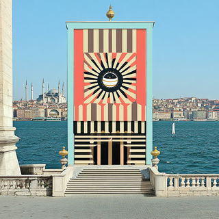 Graphite Grottoism style, Midjourney V6.1: bold minimalist logo design for Istanbul city municipal services