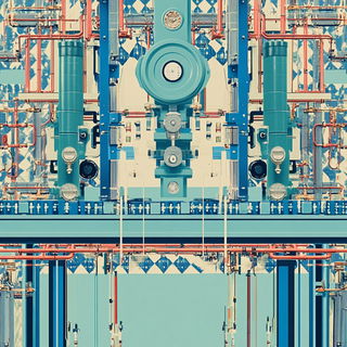 Graphite Grottoism style, Midjourney V6.1: technical infrastructure blueprint schematics