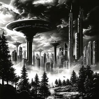 Animontage style, Midjourney V6.1: megacity with futuristic bioarchitecture
