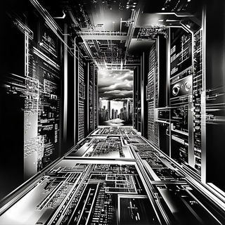 Animontage style, Midjourney V6.1: technical infrastructure blueprint schematics