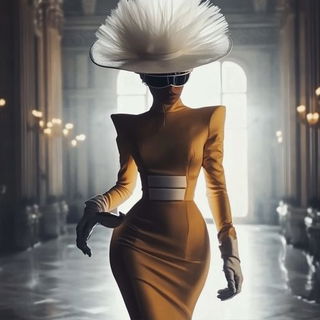 Animevitra style, Midjourney V6.1: haute-couture fashion outfit