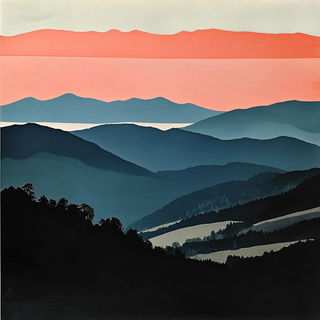 Inkforged Metamanga style, Midjourney V6.1: realistic landscape photograph of quiet dawn