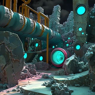 Inkpath Topography style, Midjourney V6.1: abstract 3D render