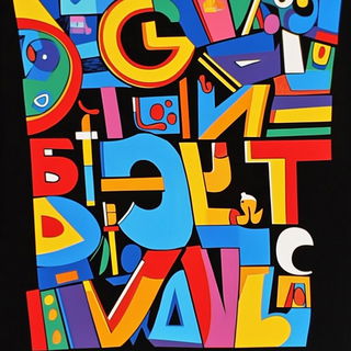 Cosmabazaar style, Midjourney V6.1: typographic composition with large letters