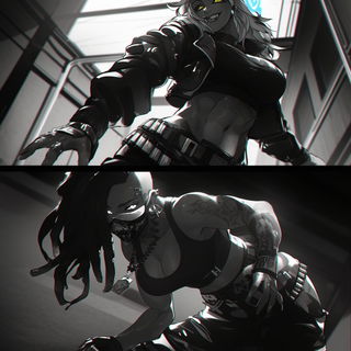Sporeflare style, Midjourney V6.1: black-and-white manga comic strip
