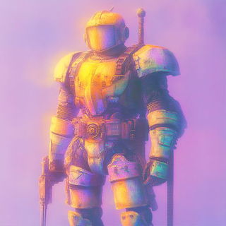 Prismere Ruins style, Midjourney V6.1: concept art character design of retropunk steam knight