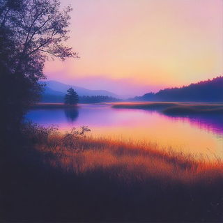 Prismere Ruins style, Midjourney V6.1: realistic landscape photograph of quiet dawn