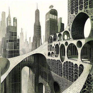 Papercumulus style, Midjourney V6.1: megacity with futuristic bioarchitecture