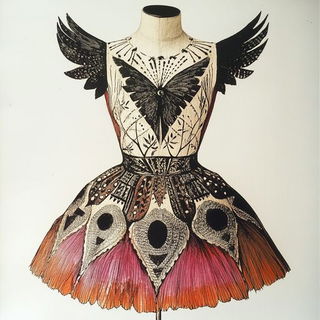 Papercumulus style, Midjourney V6.1: haute-couture fashion outfit