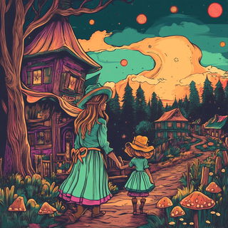 Ring Toss of Reeds style, Midjourney V6.1: retro fairy-tale illustration