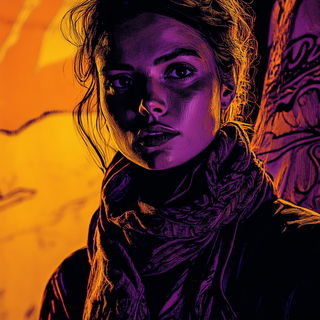 Tealtravertine style, Midjourney V6.1: photographic portrait of female protagonist