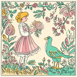 Needleburst style, Midjourney V6.1: traditional folk art