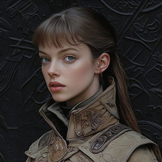 Volcanoriso style, Midjourney V6.1: photographic portrait of female protagonist