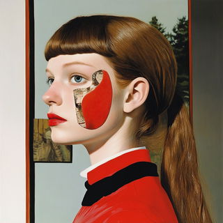 Marblewake style, Midjourney V6.1: photographic portrait of female protagonist