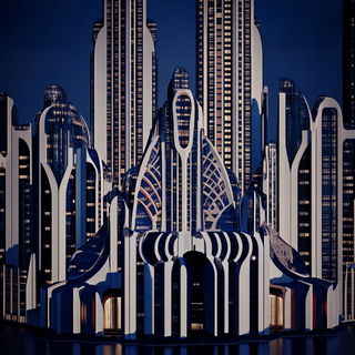 Sunfoil Monument style, Midjourney V6.1: megacity with futuristic bioarchitecture