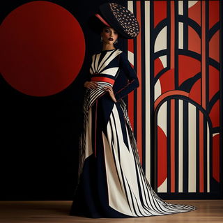 Sunfoil Monument style, Midjourney V6.1: haute-couture fashion outfit