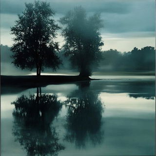 Tealfire Armature style, Midjourney V6.1: realistic landscape photograph of quiet dawn
