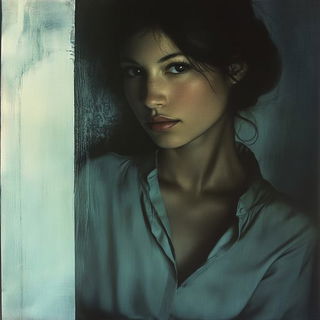 Tealfire Armature style, Midjourney V6.1: photographic portrait of female protagonist