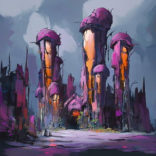 Inkspill Calligraffiti style, Midjourney V6.1: megacity with futuristic bioarchitecture