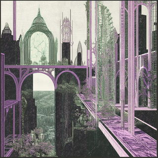 Inkstage Geomancy style, Midjourney V6.1: megacity with futuristic bioarchitecture